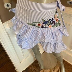 NWT BBWM A-Line Stripped Floral Embroidered Skirt Sz Large